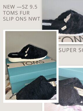 Toms Fur Close toe Slippers with Hard wedge bottom